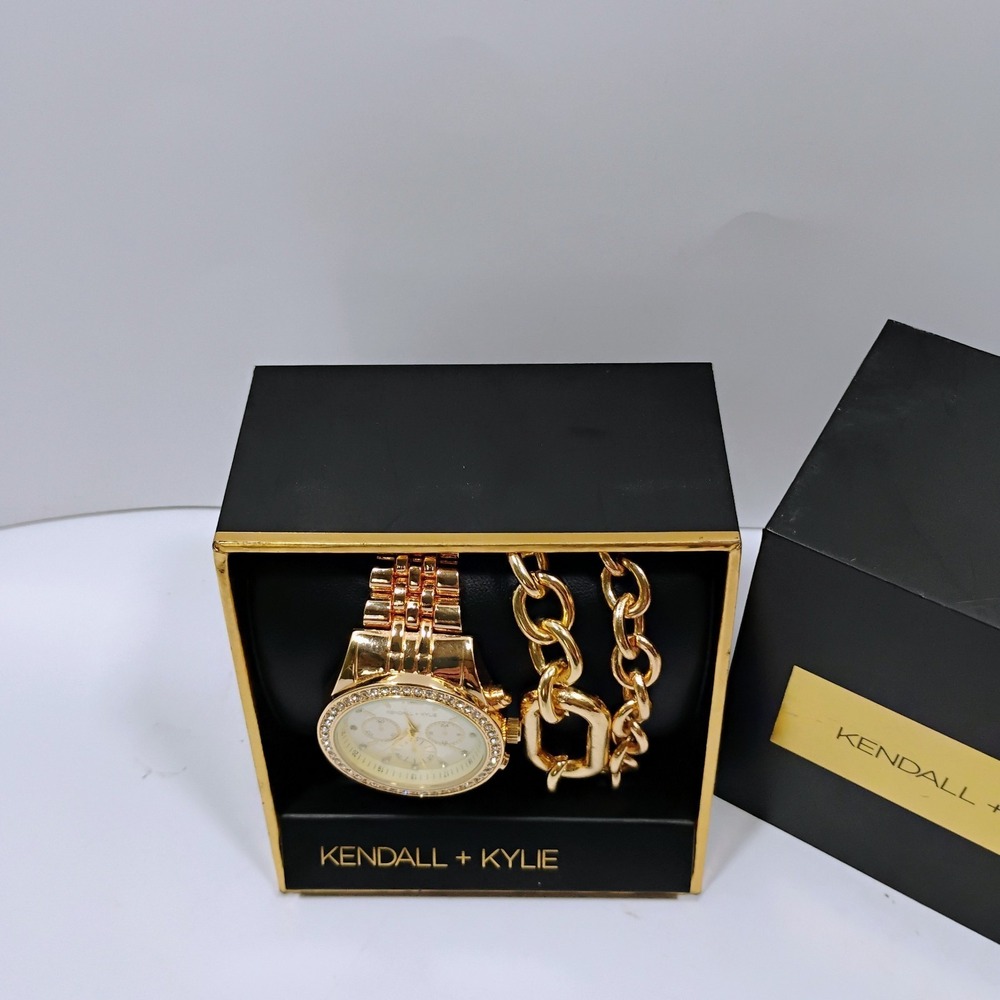 Kendall + Kylie Women's  Gold Silver Quartz Watch and Two (2) Separate Bracelets - Picture 4 of 10